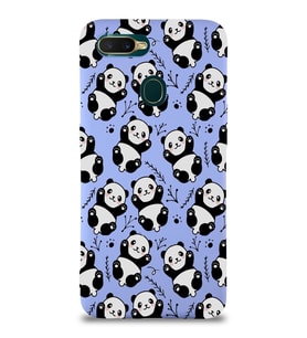 Oppo A5s Uyumlu Lansman Kılıf Panda Tasarımlı İçi Kadife Kapak-Lila (Şeffaf)