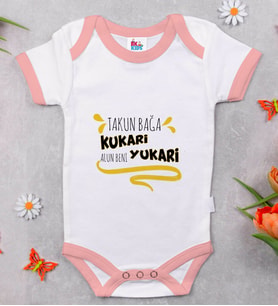 BK Kids Takun Bağa Kukari Tasarımlı Pembe Bebek Body Zıbın-1