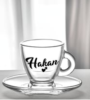 BK Gift Kişiye Özel İsimli DTF Cam Kahve Fincanı-6, Sevgiliye Hediye, Arkadaşa Hediye, Doğum  Günü Hediyesi