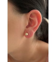 14 Ayar Altın Sarı Işıltılı Top Küpe Büyük (Rose)