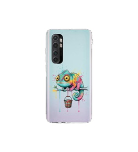 Xiaomi Mi Note 10 Lite ile Uyumlu Splash Bukalemun Tasarımlı Şeffaf Silikon Kılıf