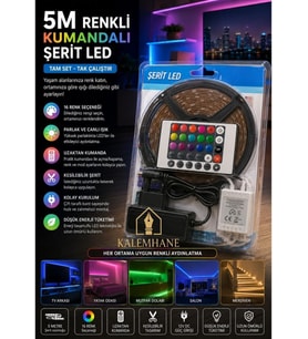 Kalemhane 5 Metre Şerit Led Kumandalı Adaptörlü