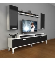 Decoraktiv Ekoflex 7 Slm Silver Tv Ünitesi Tv Sehpası - Beyaz Siyah (Siyah - Beyaz)