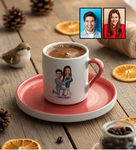 Kişiye Özel Karikatürlü Evlenme Teklifi Sevgililer Türk Kahvesi Fincanı Sevgililer Günü Hediyesi