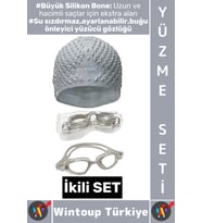#YüzmeSeti Ayarlanabilir Su Geçirmez Buğu Önleyici Yüzücü Gözlüğü Büyük Beden Silikon Bone İkili Set