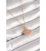 316L Çelik Gold Renk Zincir Pembe Zirkon Taşlı Kuğu Model Kadın Kolye