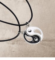 Ying Yang Çift Sevgili Eş Denge Uyum Kolyesi (Siyah Beyaz)