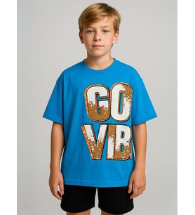 Erkek Çocuk Good Vibes Yazılı Oversize Tshirt