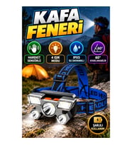 Hareket Sensörlü Şarjlı LED Kafa Feneri – 4 Işık Modu, IPX5, 60° Ayarlanabilir