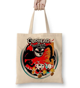 Cuphead Don't Deal With The Devil Bez Çanta Uzun Saplı