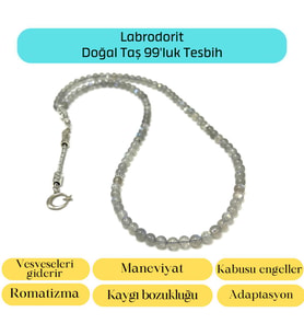Sertifikalı Labrodorit  6mm 99luk Doğal Taş Tesbih