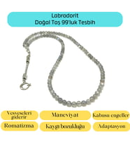 Sertifikalı Labrodorit  6mm 99luk Doğal Taş Tesbih