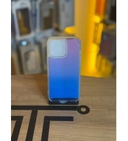 iPhone 13 Pro Uyumlu Parıltılı Desenli Renkli Şeffaf Silikon Kılıf (Mavi-Pembe)