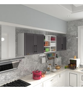Kenzlife hazır mutfak dolabı bulgur60 gri mod2 60*240*32 mebran kapak suntalam gövde
