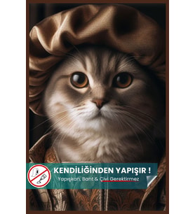British Kedi Poster, Yapışkansız Premium Baskı Statik Poster, British Shorthair, Yapay Zeka Tasarım