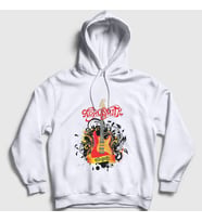Presmono Unisex Beyaz Gitar Aerosmith Kapüşonlu Sweatshirt 6783tt