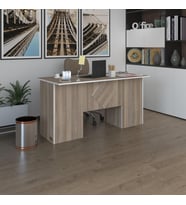 Kenzlife ofis masası kuma kengo crd 75*150*60 raflı dolap çiftli eşkenar bilgisayar çalışma masası (Karışık)