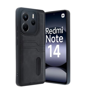 Xiaomi Redmi Note 14 4g Kılıf Sara Kartvizitli Deri Kılıf - Siyah