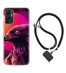 Infınix Hot 12 Kılıf Silikon Boyun Askılı İpli Desenli Silikon Red Eagle 1752