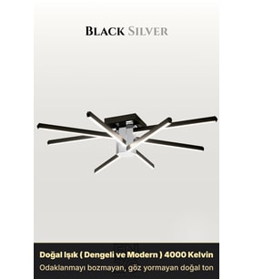 Nova 8 Silver LED Tavan Avize – Kumandalı Dim Edilebilir – Aşağı Işık