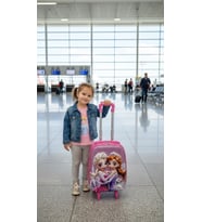 Karakterli Kız Çocuk Pembe Kabin Boy Çekçekli Valiz