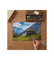 Dağların Arasındaki Kulübe Ev Tasarımı 240 parça Ahşap Puzzle Ahşap Kutuda MP06790