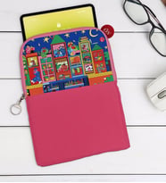 BK Gift Modern Soyut Tasarımlı Taşınabilir Koruyucu Tablet Kılıfı & Organizer Çanta - Pembe-10