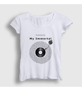 Presmono Kadın Beyaz My Immortal Müzik Evanescence T-Shirt 503818tt
