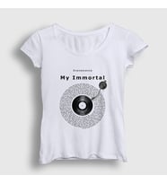 Presmono Kadın Beyaz My Immortal Müzik Evanescence T-Shirt 503818tt