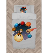 MEKTA HOME BEBEK VE ÇOCUK ODASI Astronot Çocuk ve Gezegen Desenli Nevresim Takımı