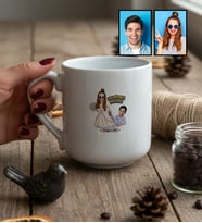 Kişiye Özel Karikatürlü Gelin Damat Evleniyoruz Mutluyuz Kupa Bardak Sevgililer Günü Hediyesi