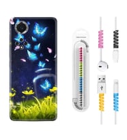 Huawei Nova Y70 Y90 Nova 9 SE  Kılıf Kablo Koruma Spiral Silikon Neon Butterflys 1309