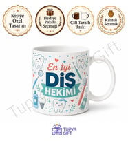 Diş Hekimine Hediye Meslek Baskılı Kişiye Özel Seramik Kupa Bardak