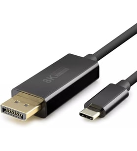 Type-C to DisplayPort Kablo - 8K 60Hz / 4K 144Hz Destekli, 1.8 Metre, Thunderbolt 3/4 Uyumlu, MacBook, iPad ve Yeni Nesil Laptoplar için DP Dönüştürücü Görüntü Kablosu (Siyah)