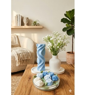 Mumelia Candles Mavi Bahar - Doğal Soya Taştozu Tasarım Mum Seti