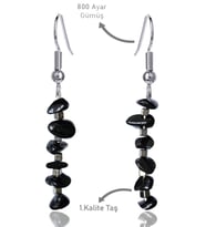 Sertifikalı Kırık Taşlı Model Obsidyen Taşı Küpe (Vişne)