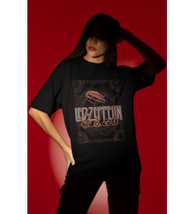 Tasarım Led Zeppelin Rock Metal Müzik Grubu Baskılı Unisex Oversize Tişört