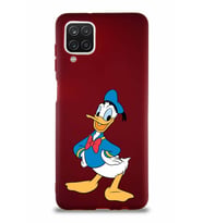Samsung Galaxy A12 Soft Premier Kapak Donald Duck-C Tasarımlı Silikon Kılıf - Mürdüm (Şeffaf)