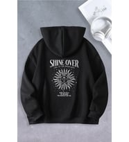 Unisex Kadın Erkek Skymoon Baskılı Oversize Sweatshirt (Siyah)