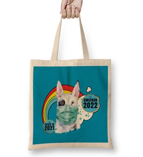Sarcasm Funny Vintage DOG Saying Covid Hi Omicron Virus 2022 Bez Çanta Uzun Saplı