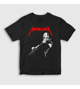 Presmono Unisex Çocuk Siyah Guitar James Hetfield Metallica T-Shirt 435167tt