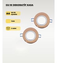 Rose Gold GU10 Uyumlu Cam Spot Kasa (2 Adet) – Dekoratif Gömme Tavan Uyumlu