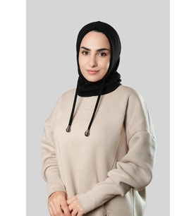 Siyah Bağcıklı Balaklava Boyunluklu Bere Triko Düz 2325_01
