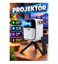 64 GB Hafızalı 2 GB RAM Android Ev Tipi HD Projektör Bluetooth Kumandalı