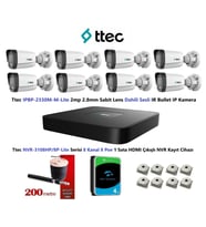 Nif Bilişim Ttec 2mp Mikrofonlu 8 Kameralı 4TB Disk Tak Çalıştır Hazır IP Kamera Seti (Beyaz)
