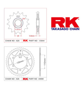RK Yamaha YZF-R6 16/45T Ön Arka Dişli Set 525 06-20