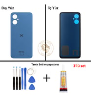 Omix Vida Seti + Yapıştırıcı Omix X3 Mavi Yapıştırıcı B-7000 Yapıştırıcı Vida Seti Arka Kapak Arka Cam Batarya Kapağı Lazer Kesim Kapak Pil Kapağı Back Cover