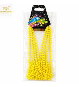 Neon Sarı Boncuk Kolye 80 cm – Retro 80’ler 90’lar Parti Aksesuarı
