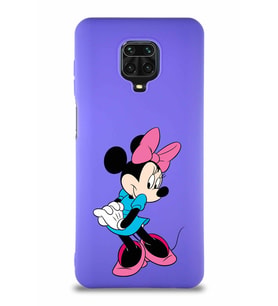 Xiaomi Redmi Note 9S Soft Premier Kapak Minnie Mouse-F Tasarımlı Silikon Kılıf - Mor (Şeffaf)