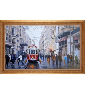 Çerçeveli Paspartulu Manzara Tablo ah2061 (Gold)